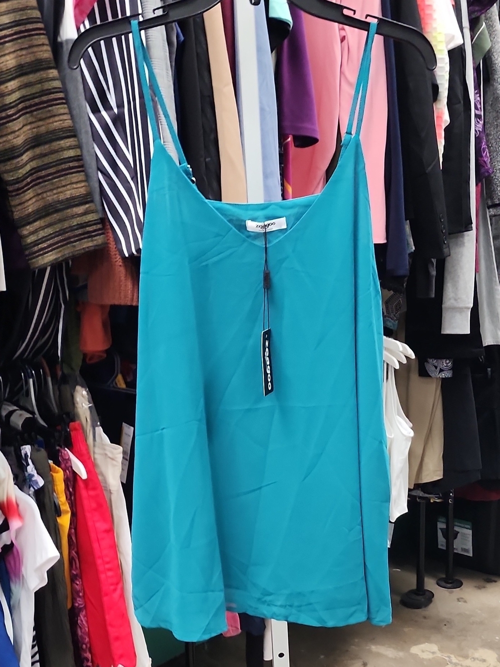 Teal Spaghetti Strap Swing Cami